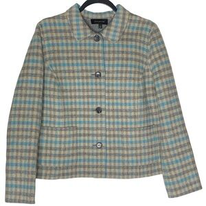 Talbots Wool Blend  Blue and Gray Check Jacket